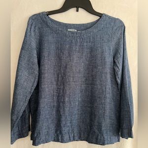 Trendy linen top -Navy